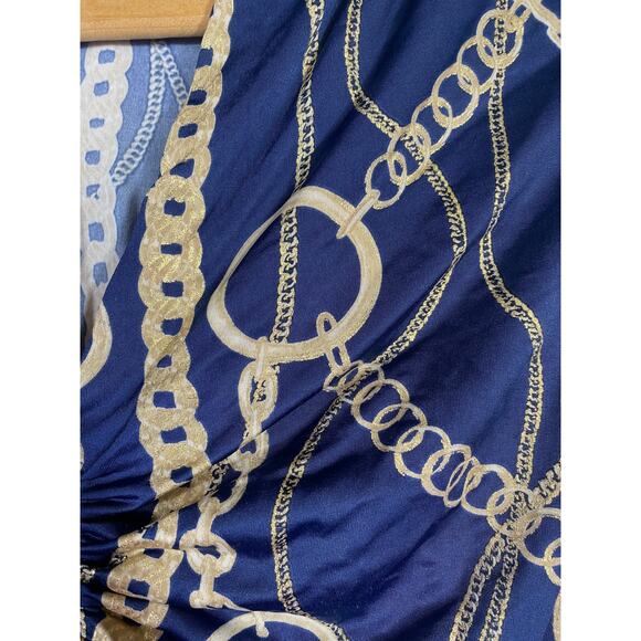 Cache Top Chain Link Equestrian Stretch Knit Gathered Preppy Y2K Vintage Medium - Picture 8 of 13